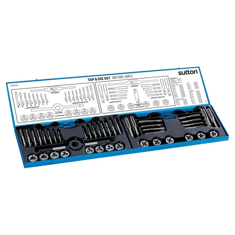 SUTTON M2-M12 METRIC TAP & DIE SET – 46 PIECE M500M46