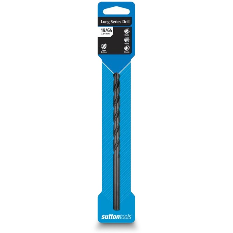 SUTTON 19/64INCH X 6.3/8INCH METAL DRILL BIT LONG SERIES HSS BLUE BULLET