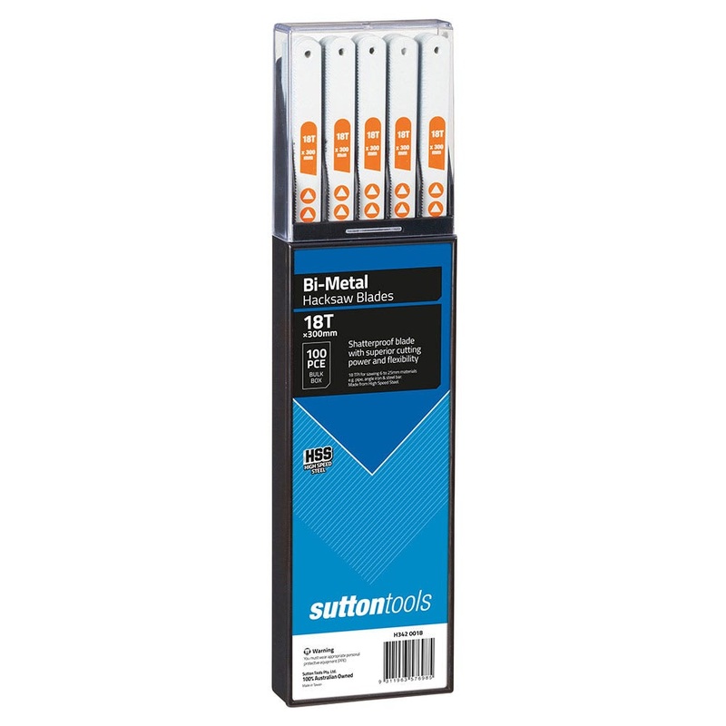 SUTTON 300MM 18TPI BI-METAL HACKSAW BLADE – 100 PACK H3420018