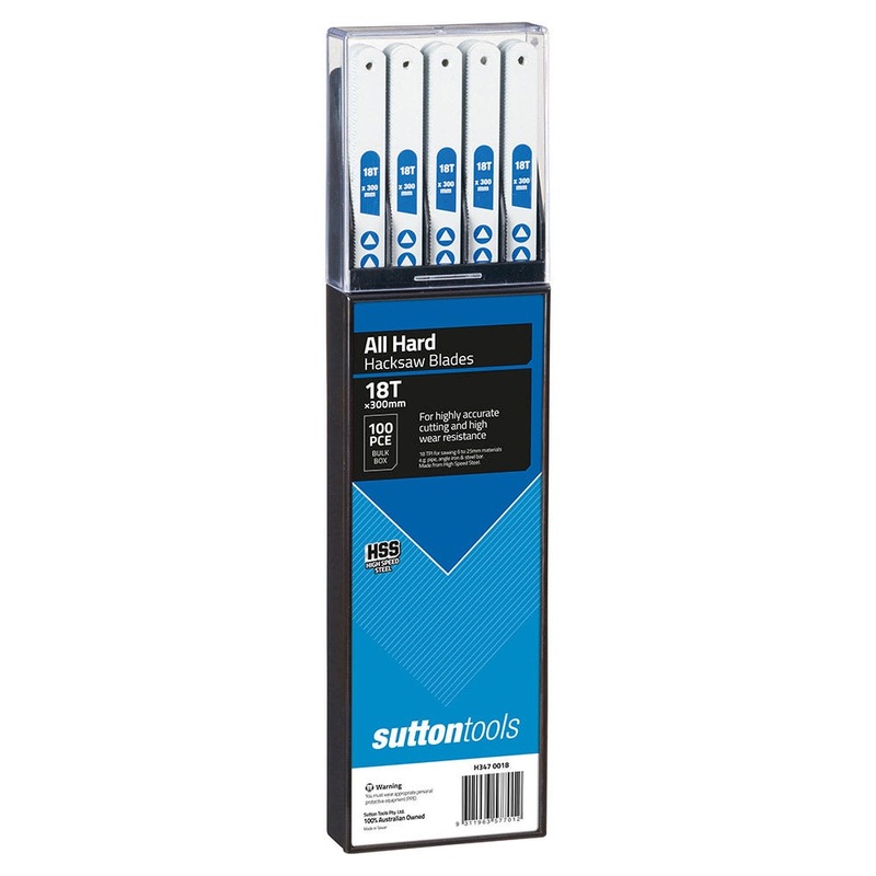 SUTTON 300MM 18TPI HARD HSS HACKSAW BLADE – 100 PACK H3470018