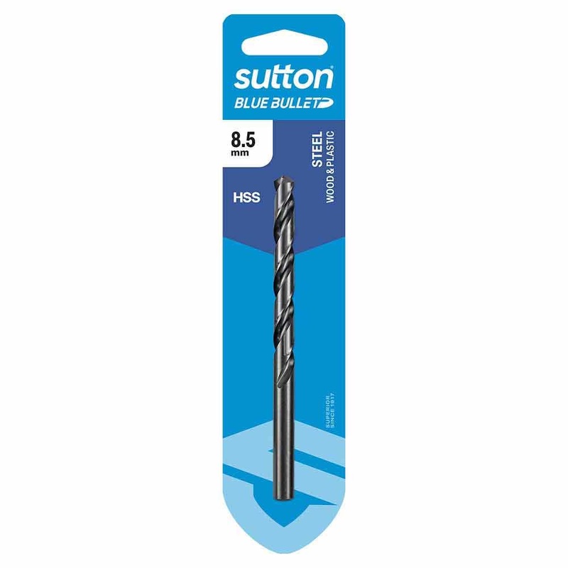 SUTTON 8.5 X 117MM HSS BLUE BULLET CARD JOBBER METAL DRILL BIT D102H0850