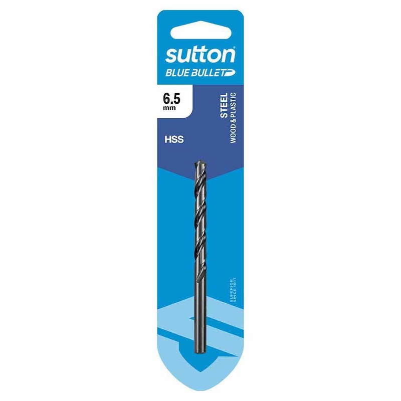 SUTTON 6.5 X 101MM HSS BLUE BULLET CARD JOBBER METAL DRILL BIT D102H0650