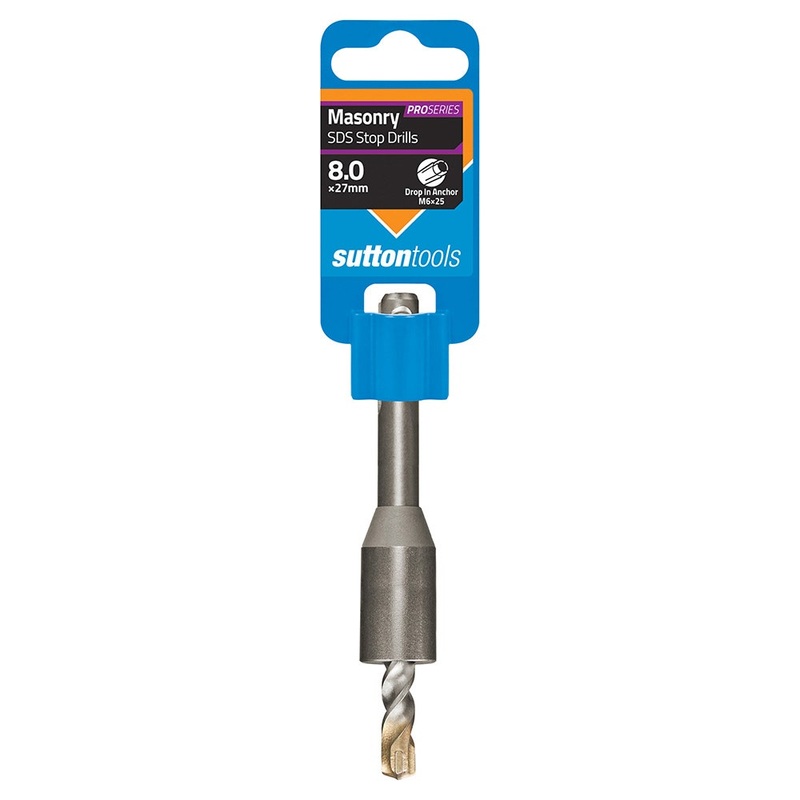 SUTTON 8.0X110MM 3-CUT DEPTH STOP SDS PLUS TCT MASONRY DRILL BIT D6170800