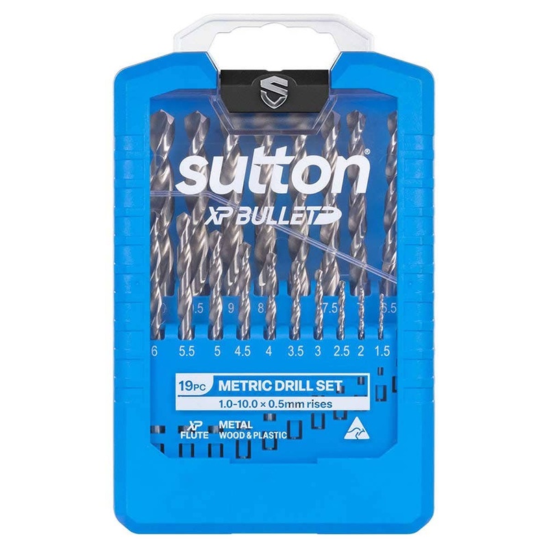 SUTTON 1-10MM HSS BRIGHT XTREME PRECISION XP BULLET DRILL JOBBER SET – 19 PIECE D220SM19