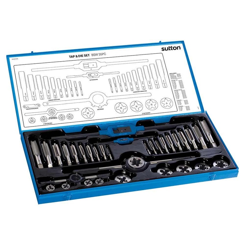 SUTTON 1/4-1INCH BSW TAP & DIE SET – 34 PIECE M500W35