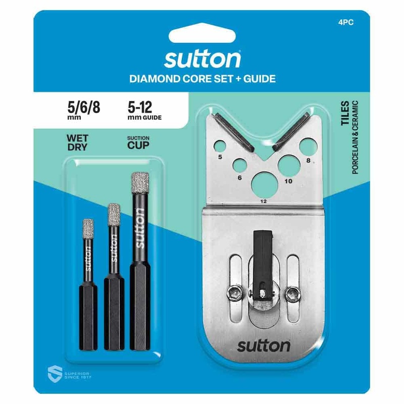 SUTTON 5-8MM WET/DRY DIAMOND GRIT HOLESAW BIT SET BLACK-CERAM 4 PIECE D618S4A