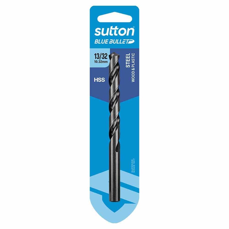 SUTTON 13/32INCH X 133MM HSS BLUE BULLET CARD JOBBER METAL DRILL BIT D102H1032