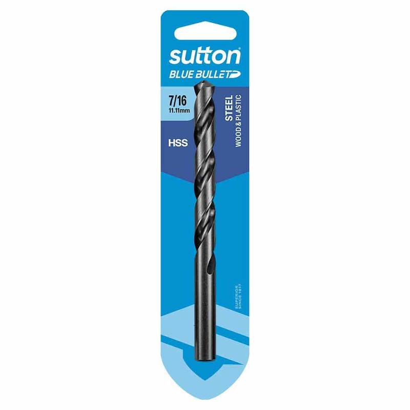 SUTTON 7/16INCH X 142MM HSS BLUE BULLET CARD JOBBER METAL DRILL BIT D102H1111