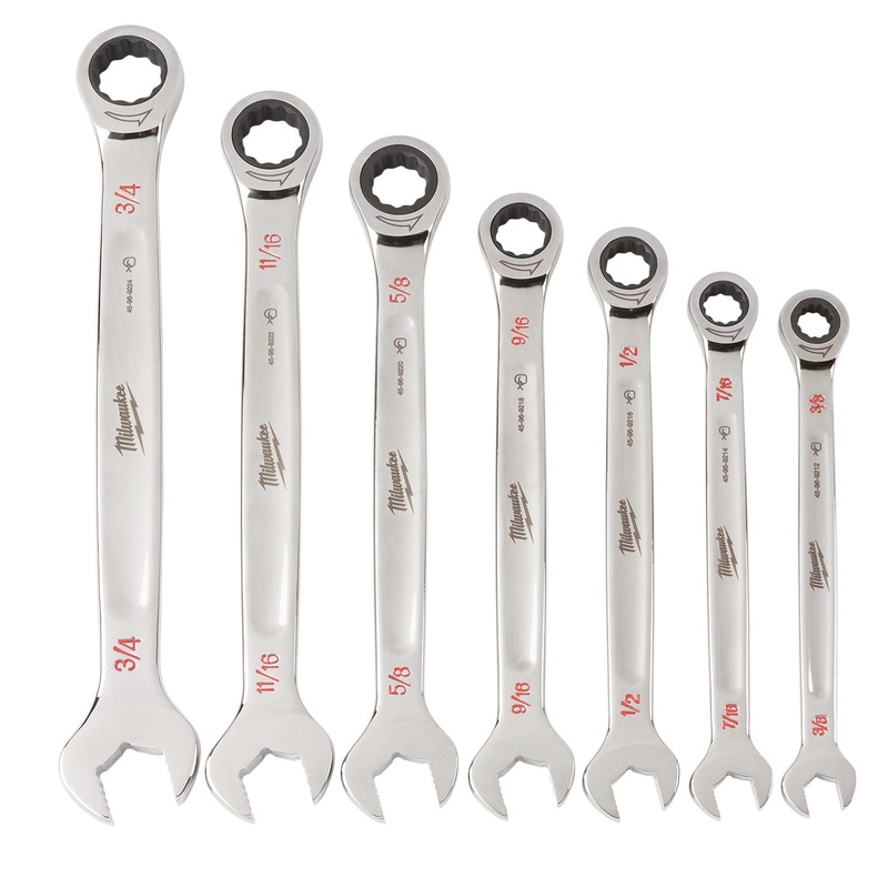 Milwaukee 7pc Ratcheting Combination Wrench Set – SAE 48229406